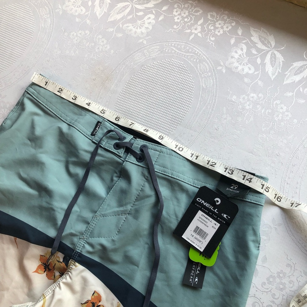 O'Neill Hyperfreak Strech Floral Swim Men's Size 29 Teal Floral Board-Shorts NWT - Picture 6 of 16